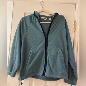 Lands' End Women's Anyweather RainDefense Fleece Full Zip Jacket Soft Peacock xs